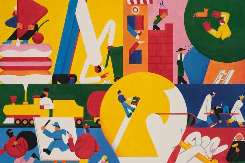 Rurans Roberts. Berufe. 2018. Acryl auf Karton. 42 x 59,4 cm